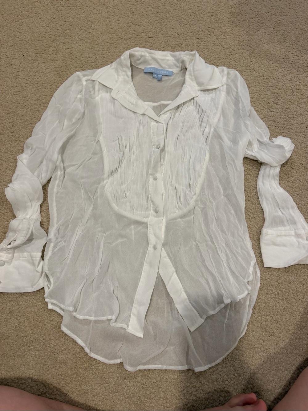 Hill House Sheer White Button-Down Blouse